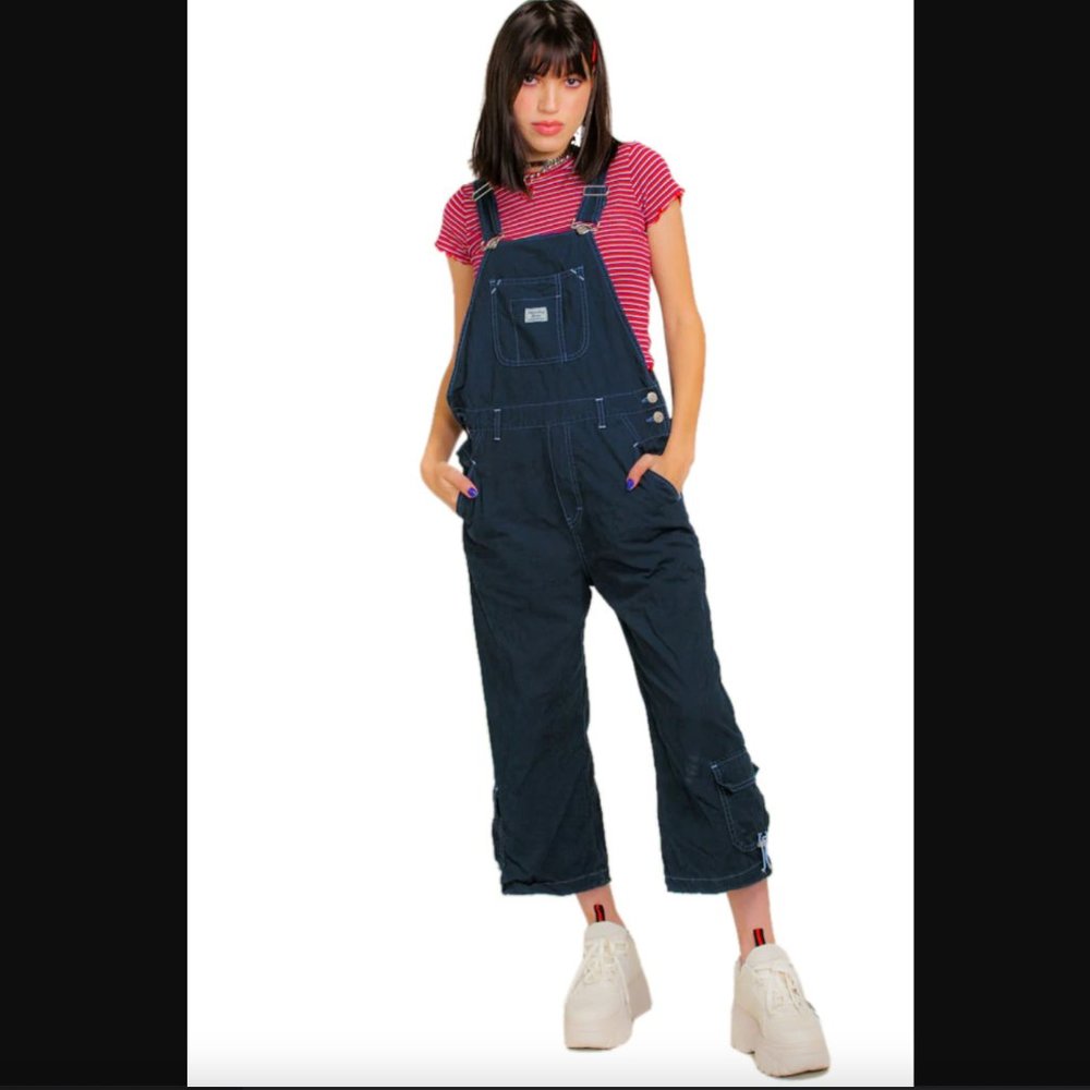 🍃 EUC🍃 UNIONBAY Vintage Y2K Cargo Crop Navy Overalls
